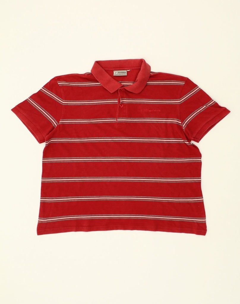 LOTTO Mens Graphic Polo Shirt Large Red Striped Cotton | Vintage Lotto | Thrift | Second-Hand Lotto | Used Clothing | Messina Hembry 