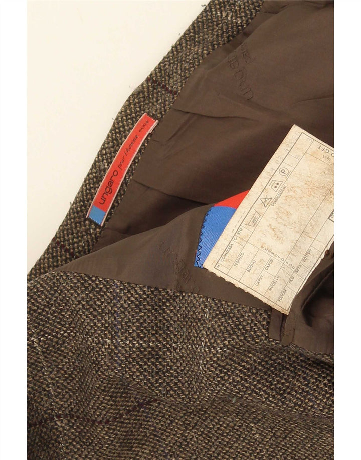 Ungaro Mens 2 Button Blazer Jacket IT 48 Medium Brown Check New Wool