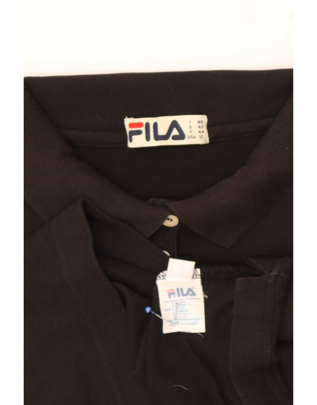 Fila Womens Polo Shirt IT 48 XL Black Cotton