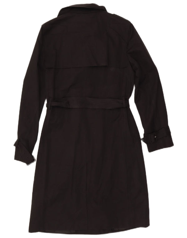 Marks & Spencer Womens Double Breasted Trench Coat UK 10 Small Black