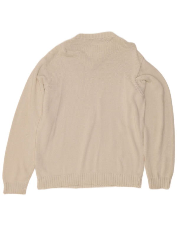 North Sails Mens V-Neck Jumper Sweater Medium White Cotton