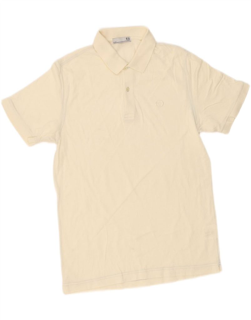 SERGIO TACCHINI Mens Polo Shirt IT 50 Medium Off White Cotton Vintage Sergio Tacchini and Second-Hand Sergio Tacchini from Messina Hembry 
