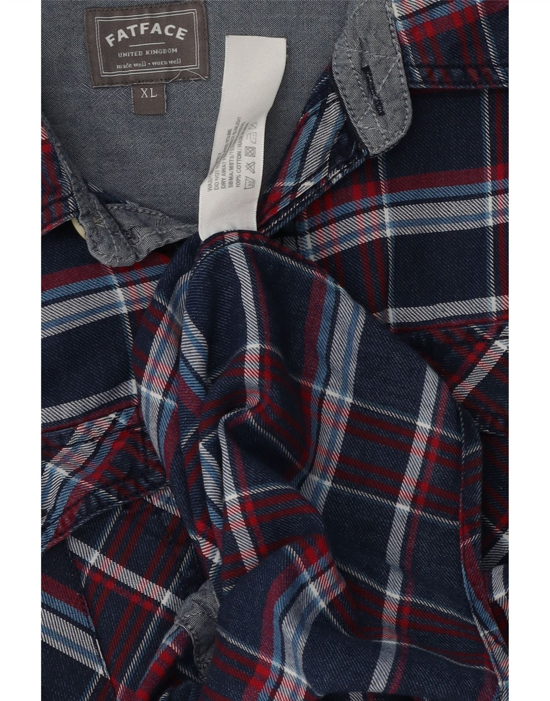 Fat Face Mens Classic Fit Flannel Shirt XL Blue Check Cotton