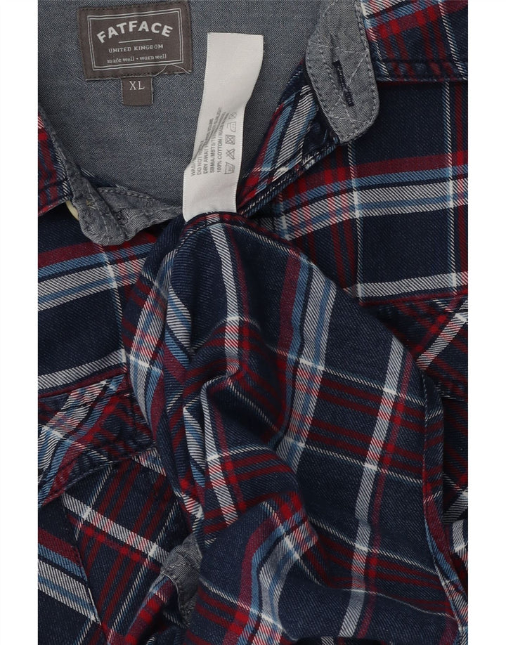Fat Face Mens Classic Fit Flannel Shirt XL Blue Check Cotton