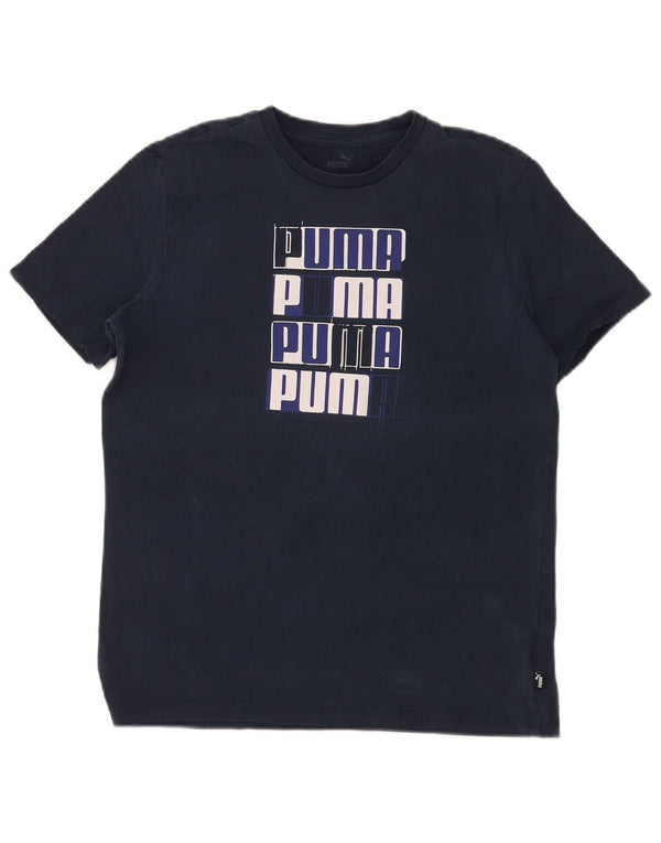 Puma Boys Graphic T-Shirt Top 15-16 Years  Navy Blue Cotton