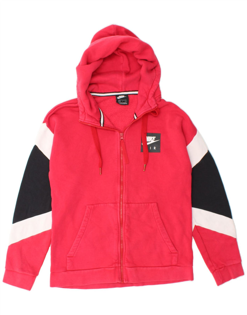 NIKE Mens Graphic Zip Hoodie Sweater Small Red Colourblock Vintage Nike and Second-Hand Nike from Messina Hembry 