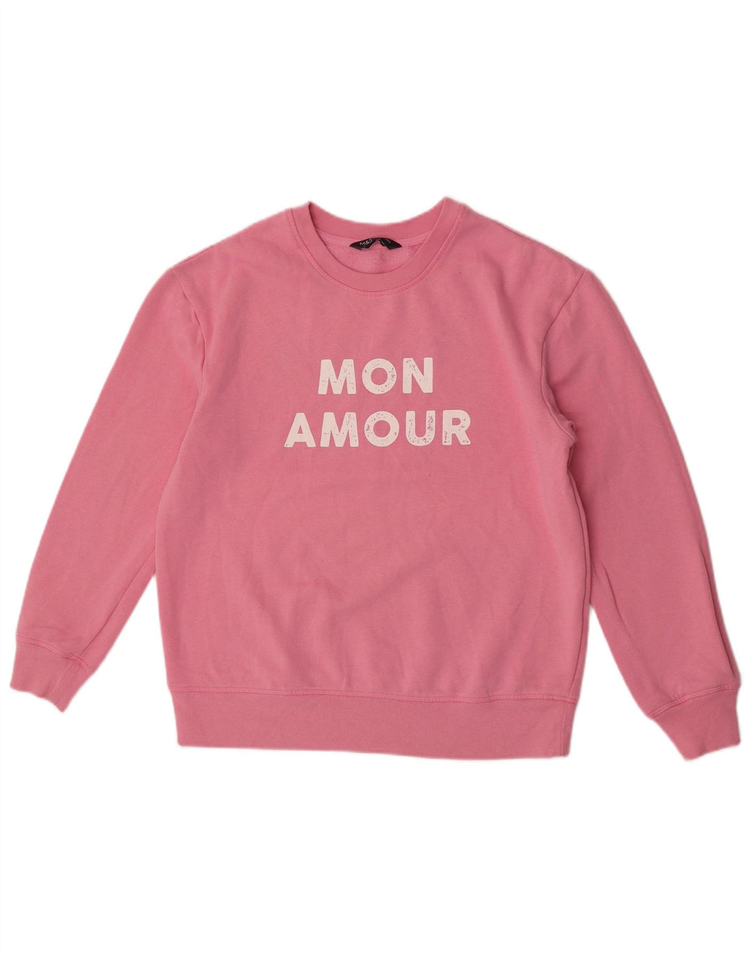 Marks & Spencer Womens Graphic Sweatshirt Jumper UK 12 Medium  Pink Cotton