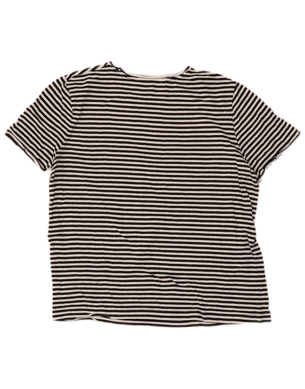 Zara Womens Crop T-Shirt Top UK 10 Small Black Striped