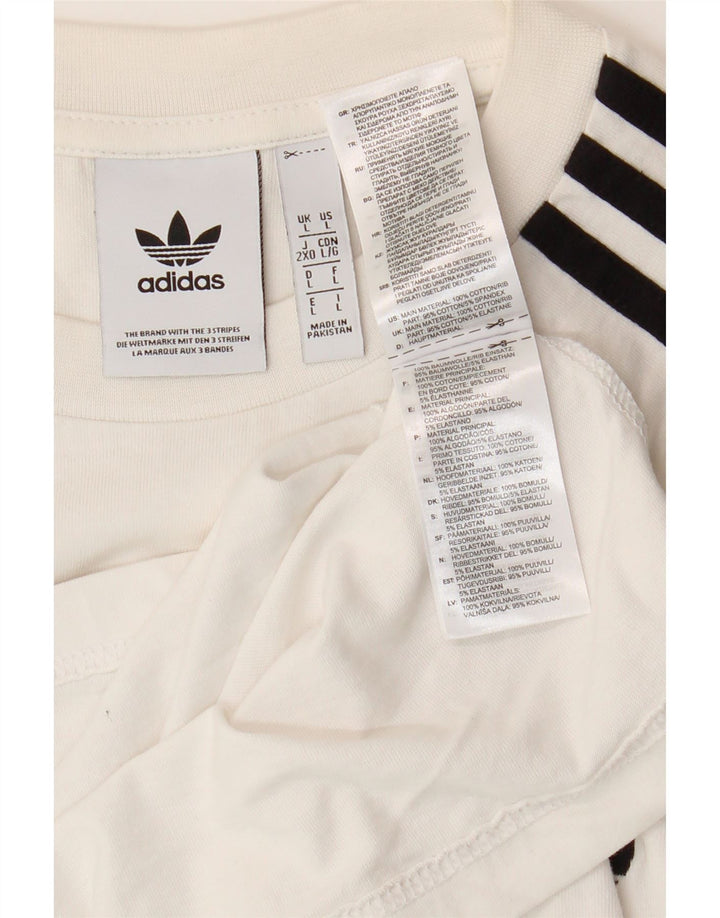 Adidas Mens Top Long Sleeve Large White Cotton