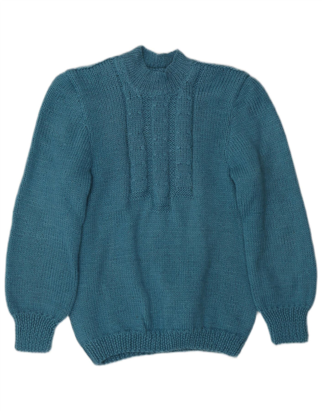 Vintage Womens Turtle Neck Jumper Sweater UK 8 Small Turquoise Classic