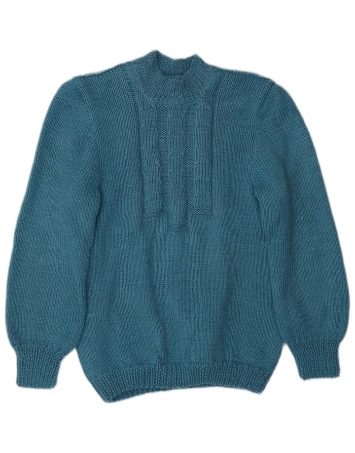 Vintage Womens Turtle Neck Jumper Sweater UK 8 Small Turquoise Classic