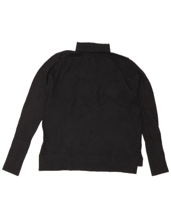 Zara Womens Roll Neck Jumper Sweater UK 14 Medium Black Modal