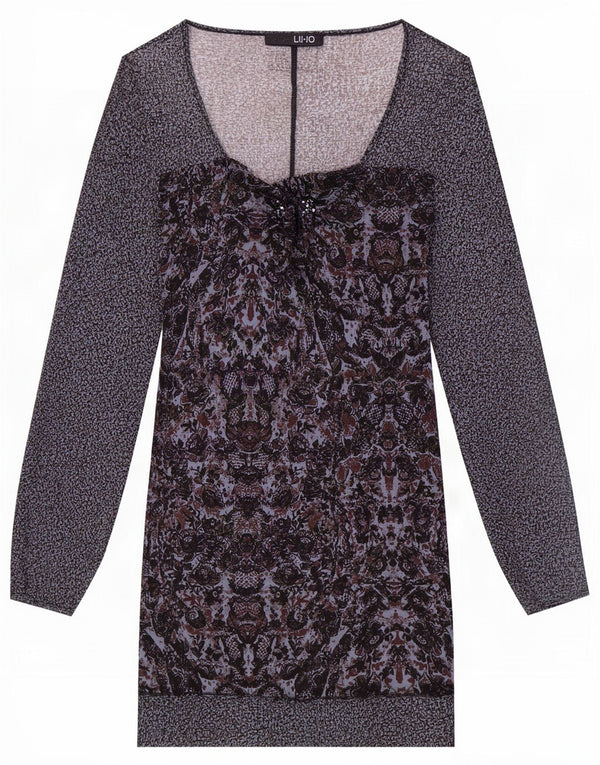Liu Jo Womens See Through Long Sleeve Sheath Dress UK 4 XS Grey Floral