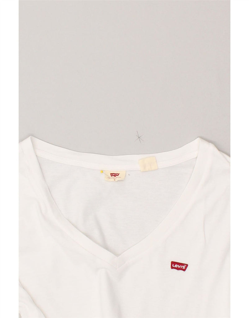 LEVI'S Womens T-Shirt Top UK 14 Medium White Cotton Vintage Levi's and Second-Hand Levi's from Messina Hembry 