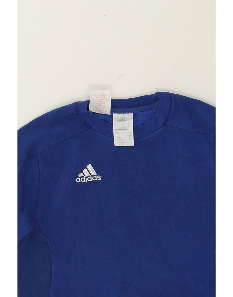 ADIDAS Boys Sweatshirt Jumper 9-10 Years Medium Blue Cotton | Vintage Adidas | Thrift | Second-Hand Adidas | Used Clothing | Messina Hembry 