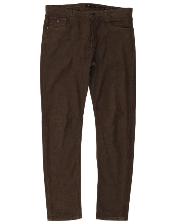 Massimo Dutti Mens Slim Fit Casual Trousers EU 42 Large W32 L32 Green