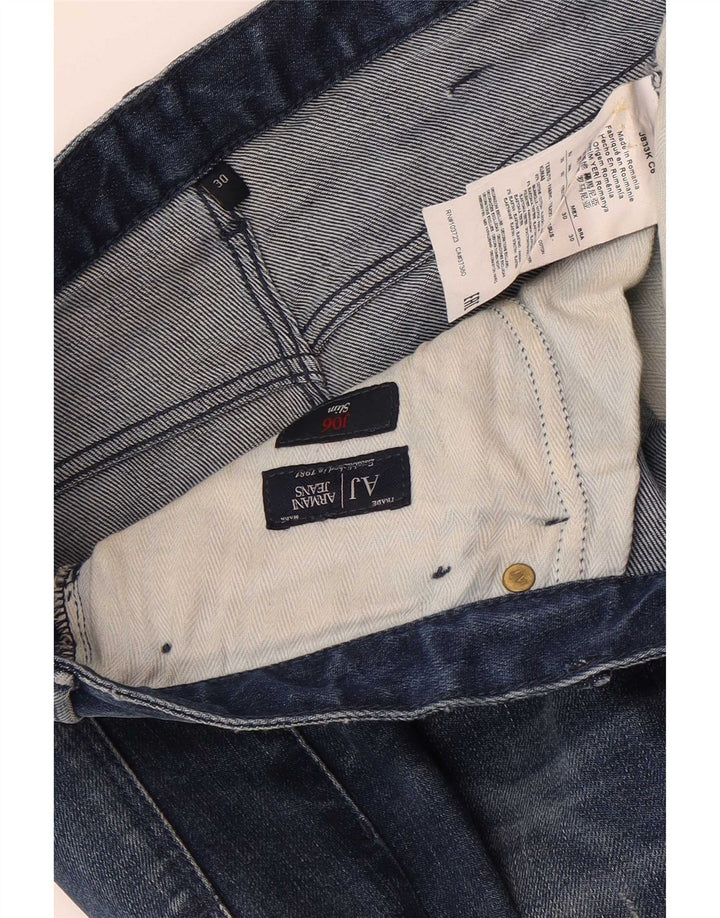 Armani Mens Slim Jeans W30 L30 Blue Cotton