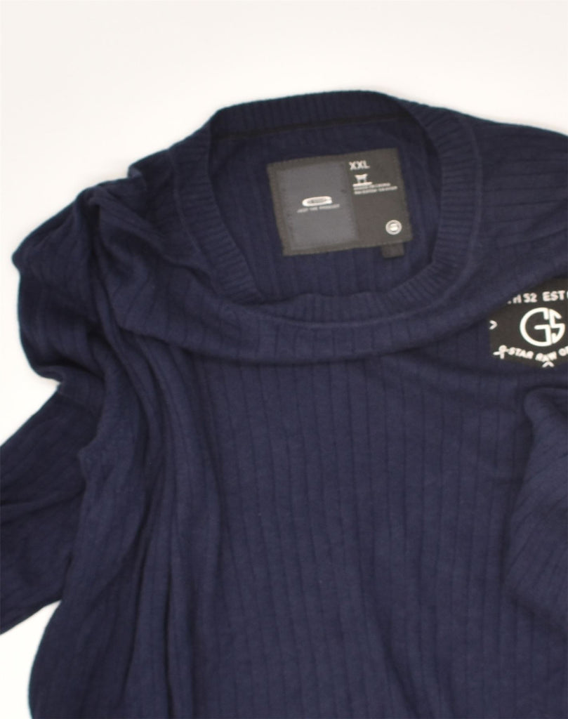 G-STAR Mens Crew Neck Jumper Sweater 2XL Navy Blue Cotton | Vintage G-Star | Thrift | Second-Hand G-Star | Used Clothing | Messina Hembry 