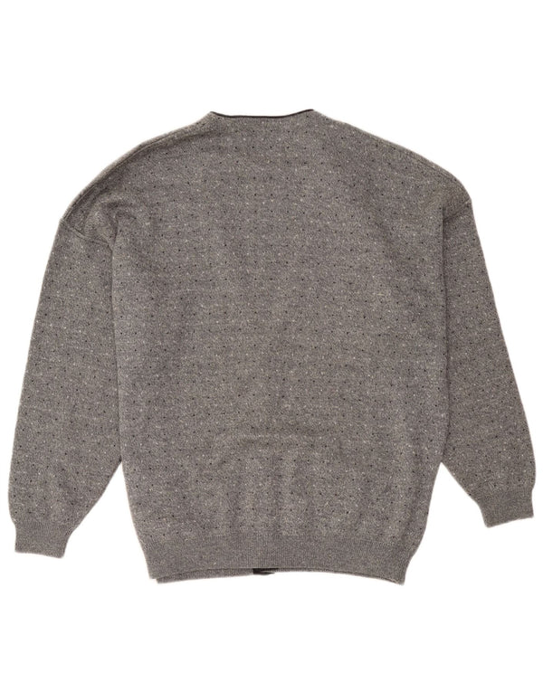 Il Granchio Mens Cardigan Sweater Medium Grey Flecked Wool