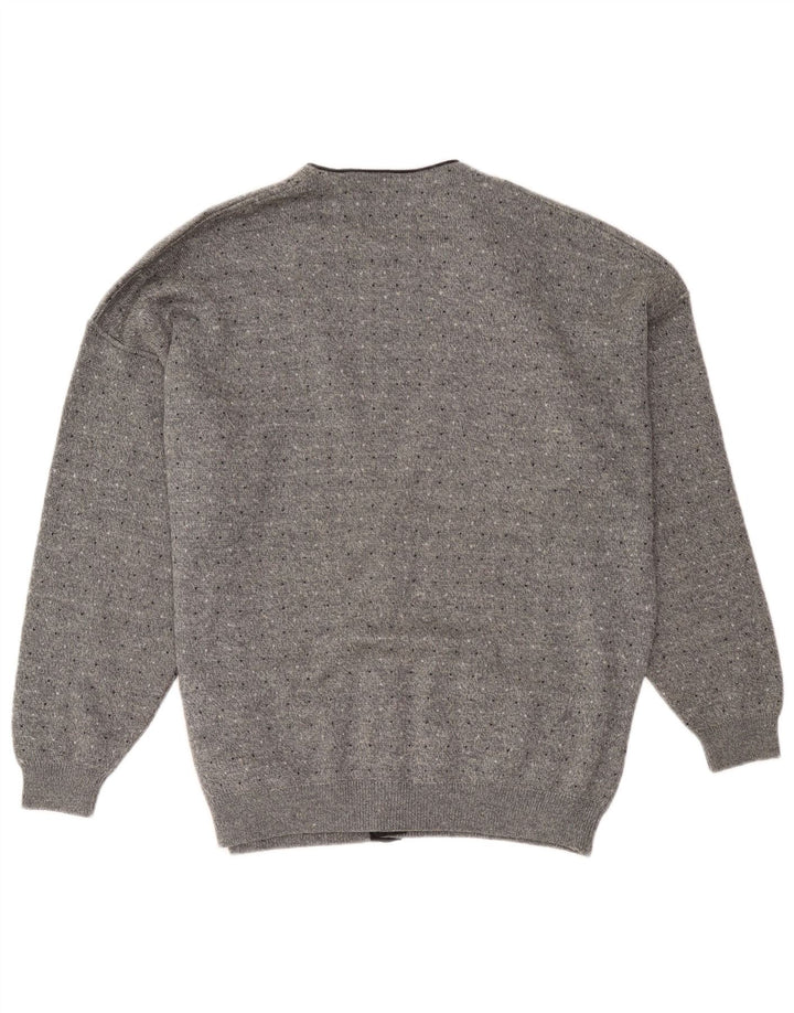 Il Granchio Mens Cardigan Sweater Medium Grey Flecked Wool