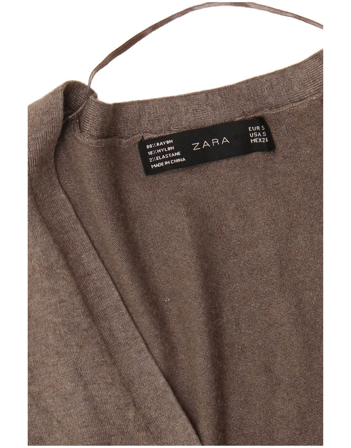 ZARA Womens Cardigan Sweater UK 10 Small Grey Rayon