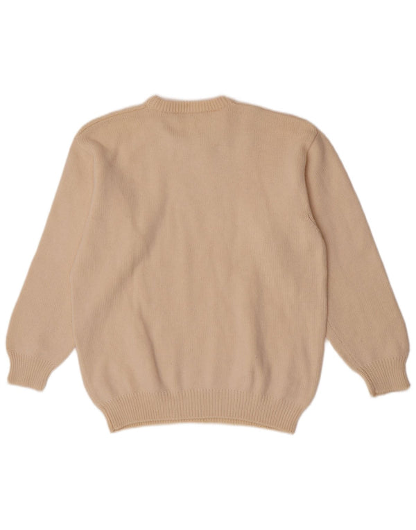 Pollini Mens Crew Neck Jumper Sweater IT 52 Large Off White Wool