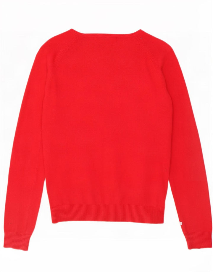 Zara Womens Cardigan Sweater UK 14 Large Red Cotton