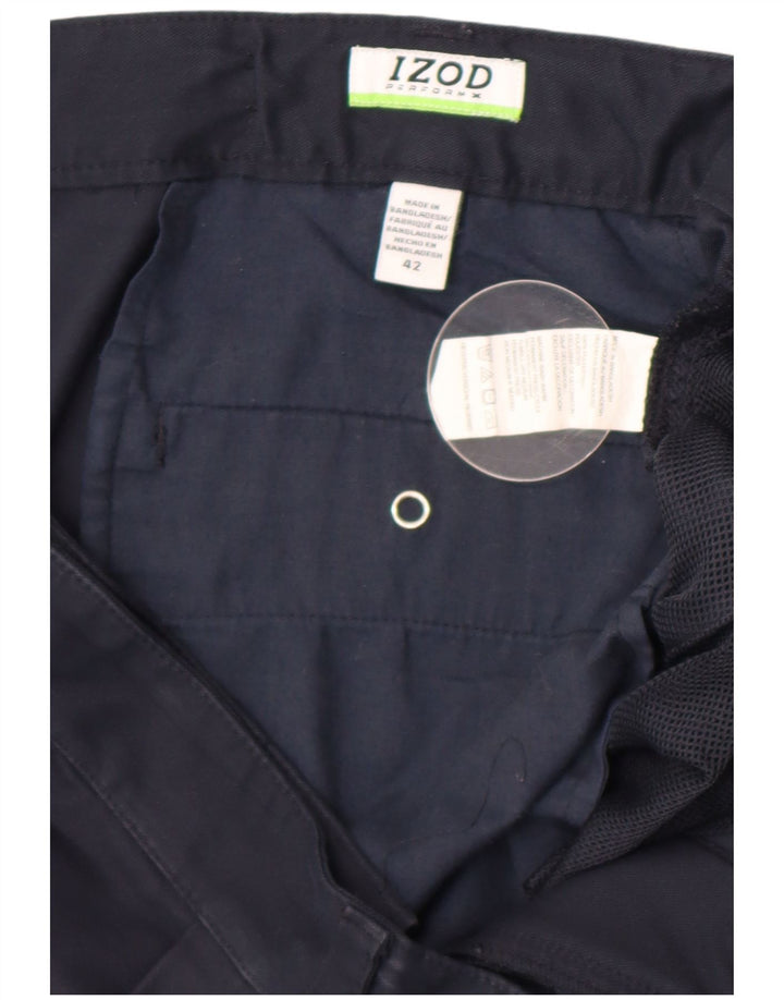 Izod Mens Chino Shorts W42 2XL Navy Blue Polyester