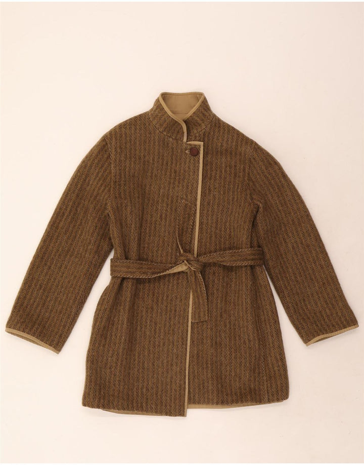 Vintage Womens Reversible Overcoat IT 42 Medium Khaki