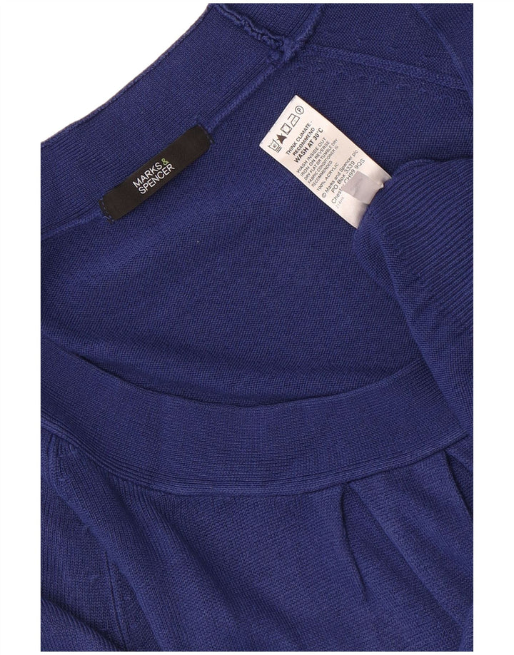 Marks & Spencer Womens Boat Neck Jumper Sweater UK 12 Medium Blue Acrylic
