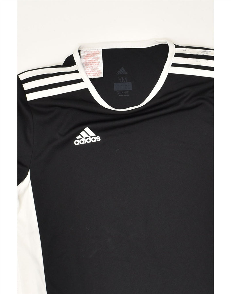 ADIDAS Boys T-Shirt Top 11-12 Years Medium Black Colourblock Polyester | Vintage Adidas | Thrift | Second-Hand Adidas | Used Clothing | Messina Hembry 