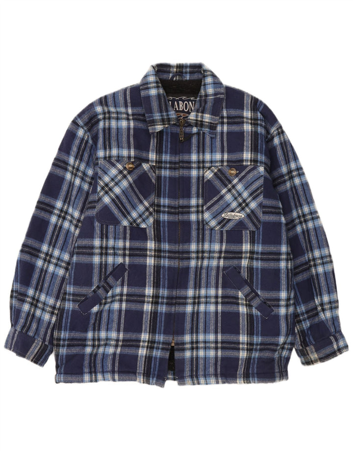Billabong Mens Sherpa Lumberjack Flannel Shirt Medium Navy Blue Check