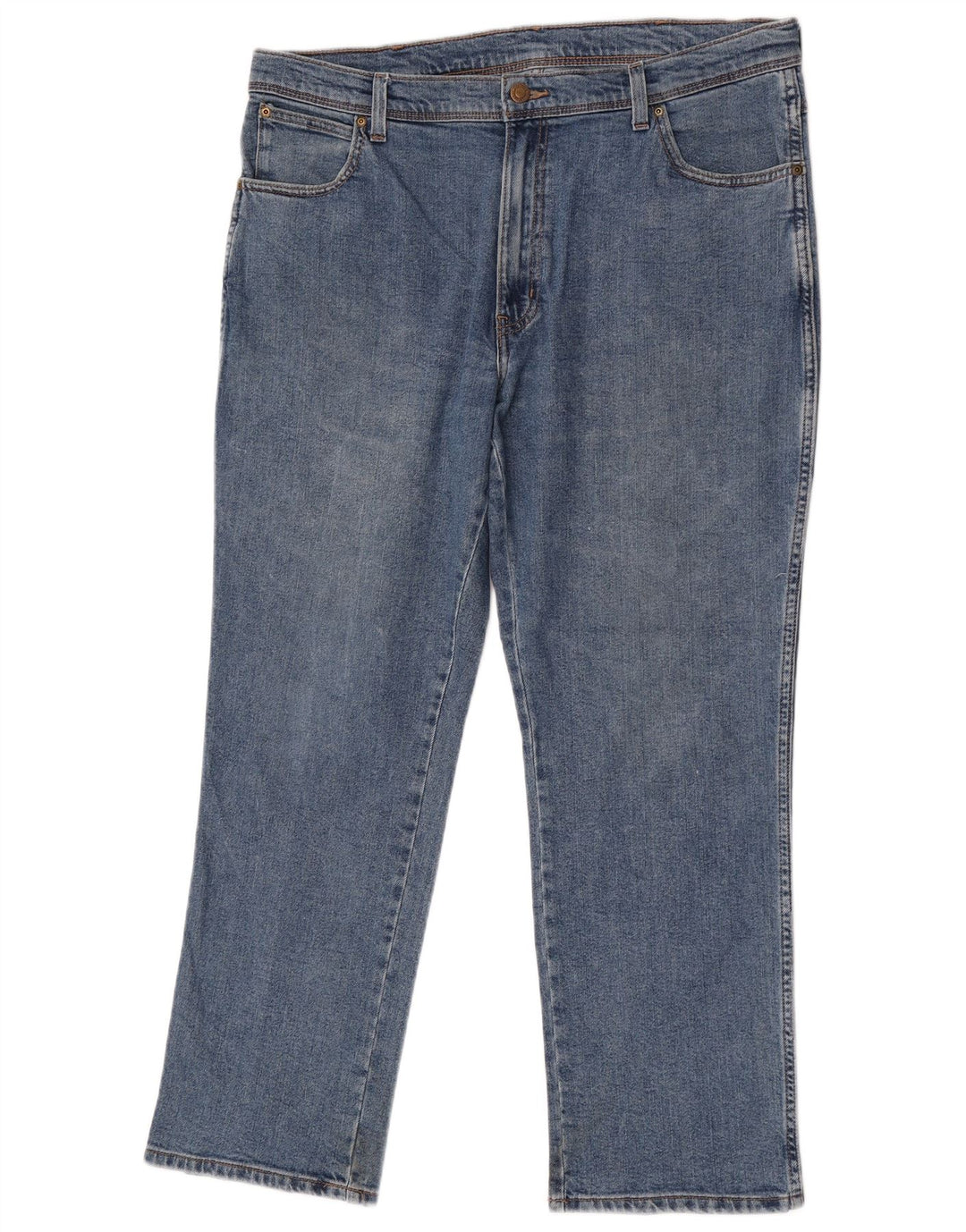 Wrangler Mens Regular Fit Straight Jeans W38 L30 Blue Cotton