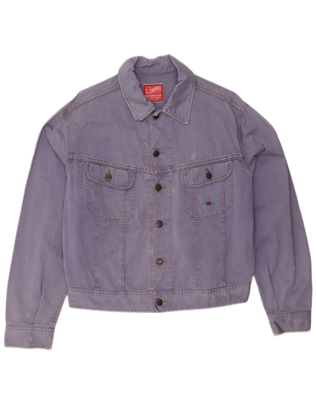 EL CHARRO Womens Crop Oversized Denim Jacket UK 14 Medium Blue Cotton