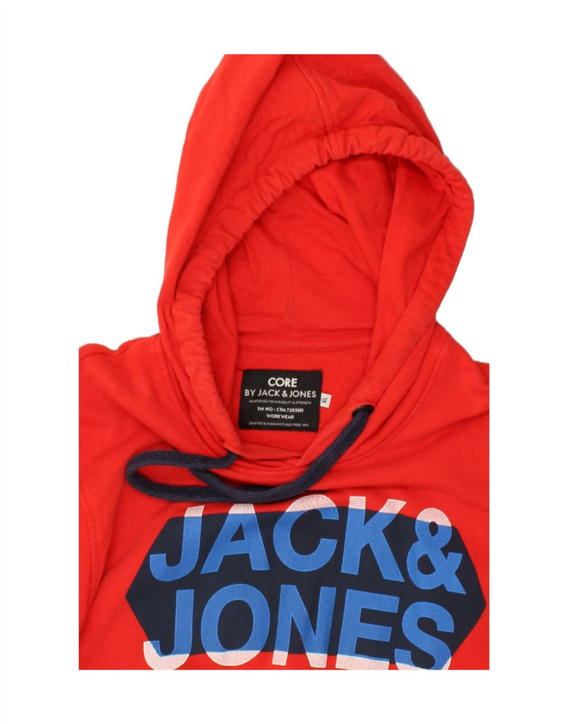 JACK & JONES Mens Graphic Hoodie Jumper XL Red Cotton | Vintage Jack & Jones | Thrift | Second-Hand Jack & Jones | Used Clothing | Messina Hembry 