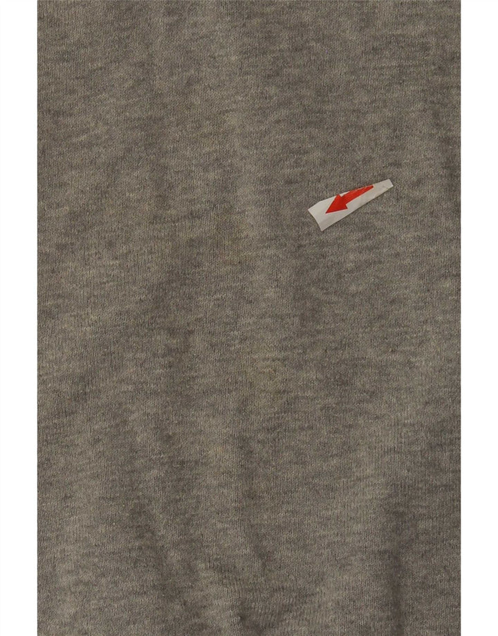 Zara Mens Short Sleeve V-Neck Jumper Sweater Large Grey Flecked