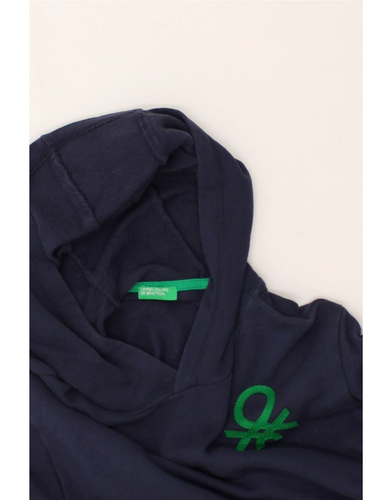 BENETTON Boys Graphic Hoodie Jumper 15-16 Years 3XL Navy Blue Cotton | Vintage Benetton | Thrift | Second-Hand Benetton | Used Clothing | Messina Hembry 