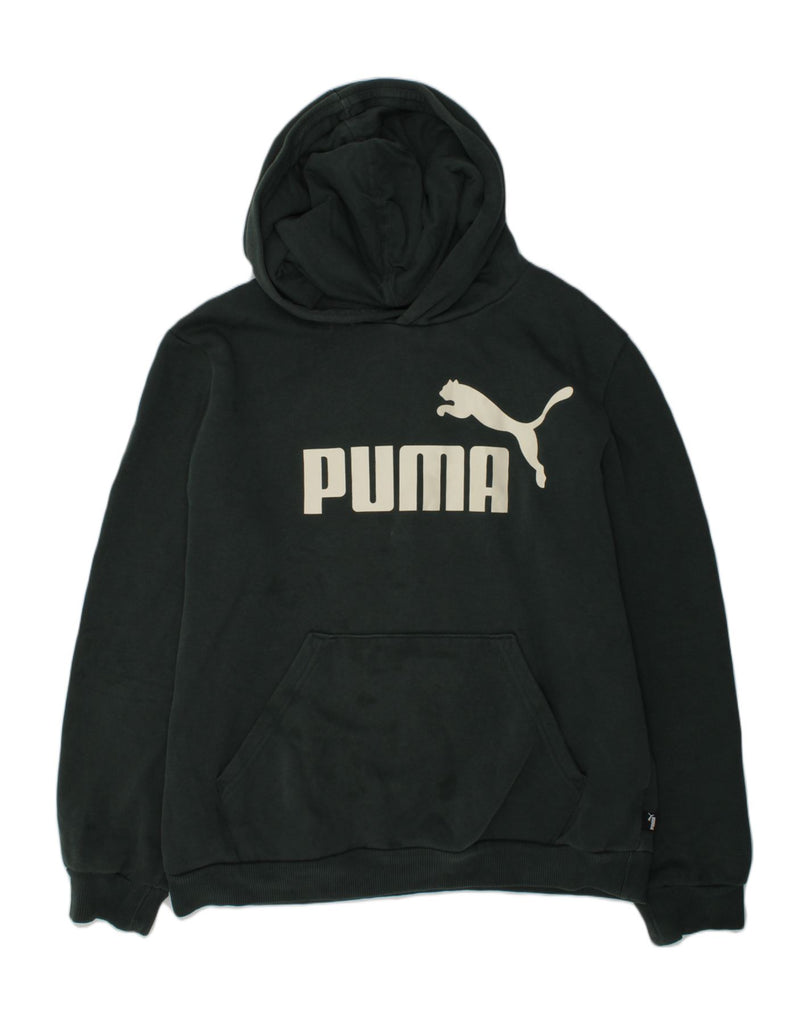 PUMA Boys Graphic Hoodie Jumper 13-14 Years Black Cotton | Vintage Puma | Thrift | Second-Hand Puma | Used Clothing | Messina Hembry 