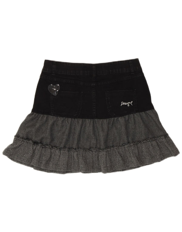 Desigual Womens Mini Denim Skirt EU 36 Small W27 Black Colourblock Cotton
