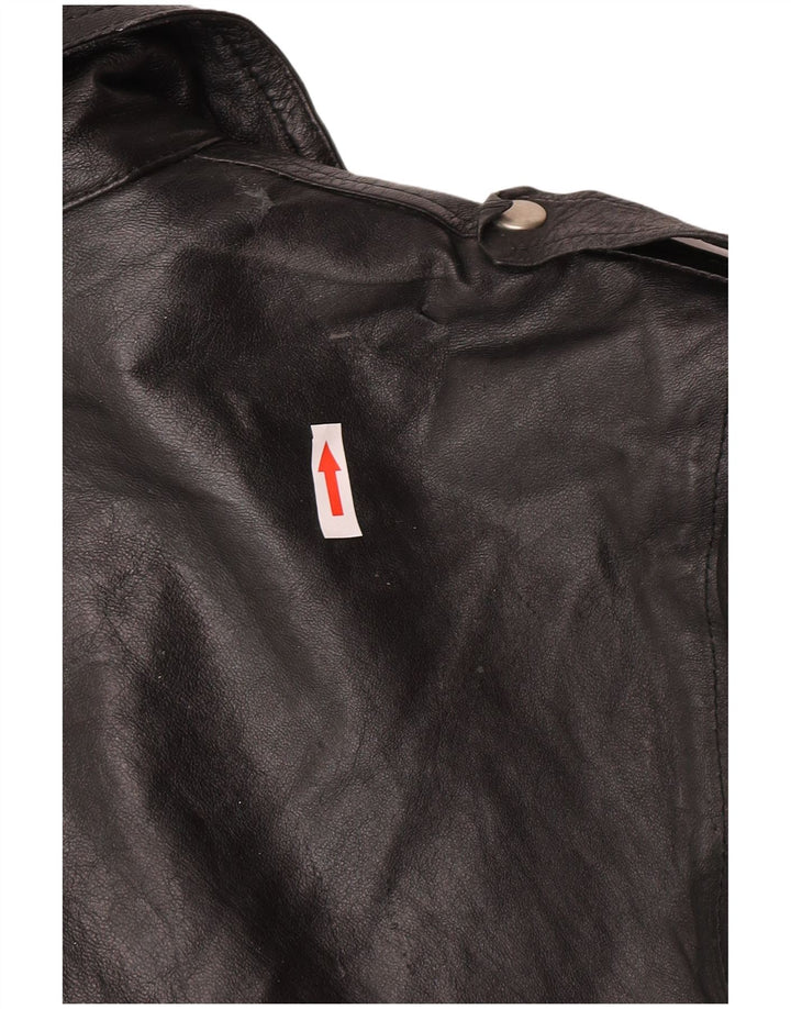 Vintage Mens Leather Biker Jacket IT 52 XL Black