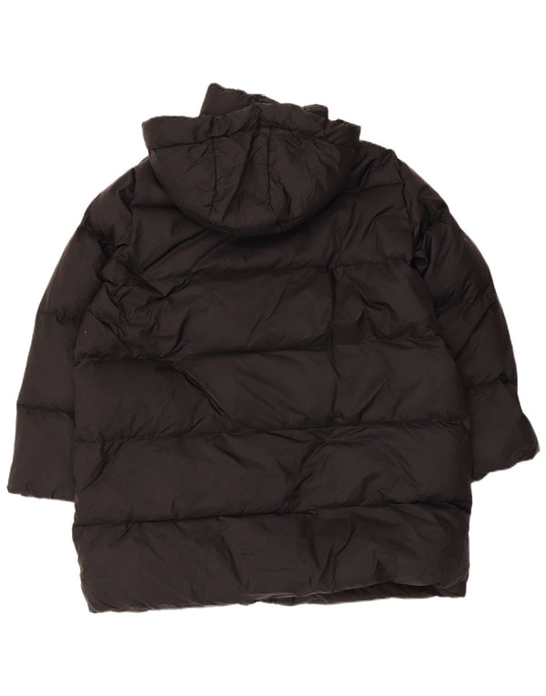 Zara Mens Hooded Loose Fit Padded Coat UK 36 Small Black Polyamide