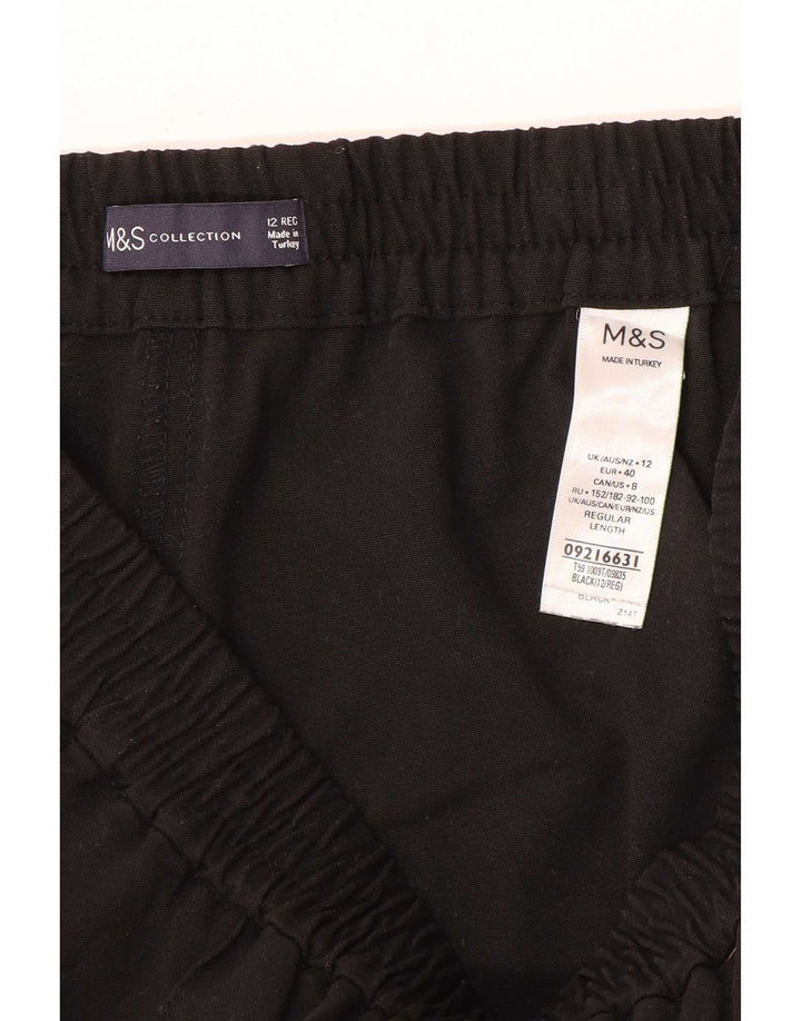 Marks & Spencer Womens Wide Leg Tracksuit Trousers UK 12 Medium Black