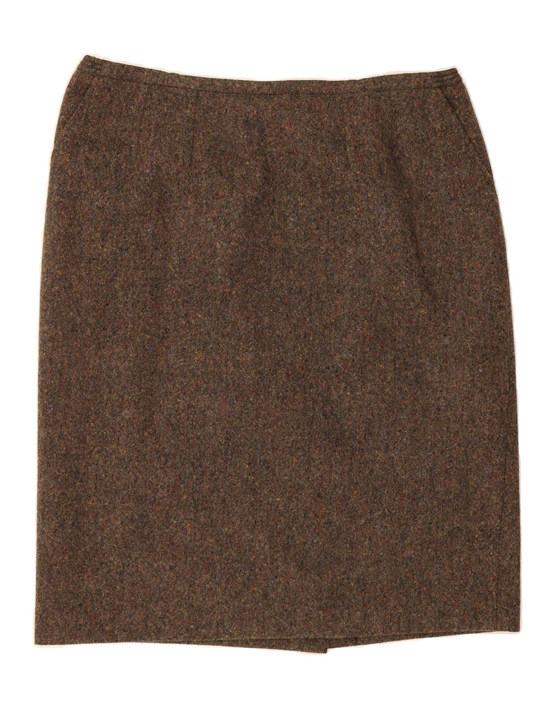 BRENDELLA Womens Pencil Skirt W40 2XL Brown Flecked Wool Vintage Brendella and Second-Hand Brendella from Messina Hembry 