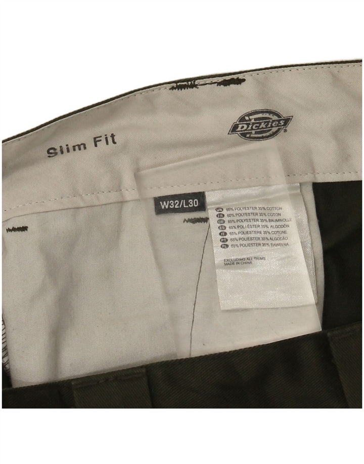 Dickies Mens Slim Fit Chino Trousers W32 L30 Green Polyester
