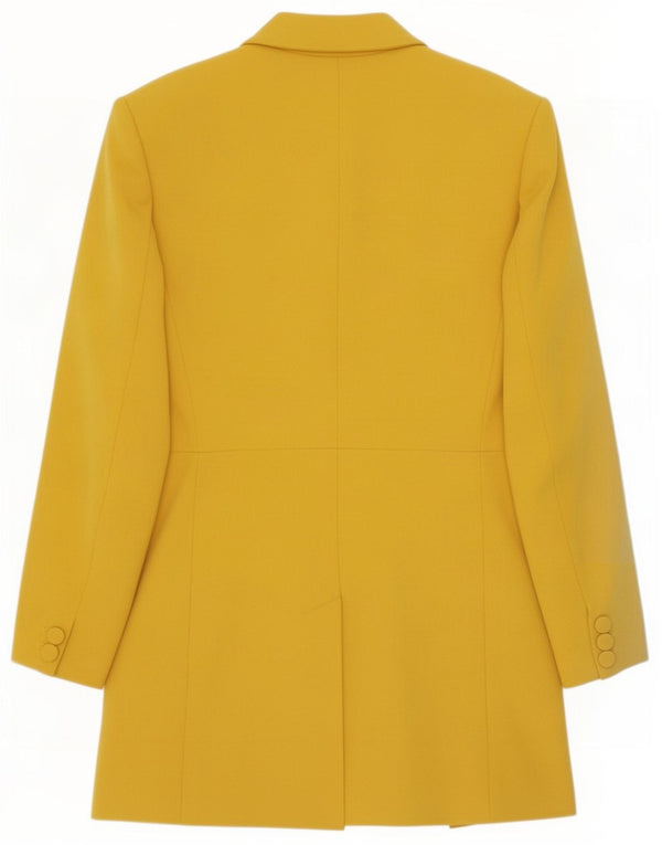Zara Womens Longline Blazer Jacket UK 18 XL Yellow Polyester