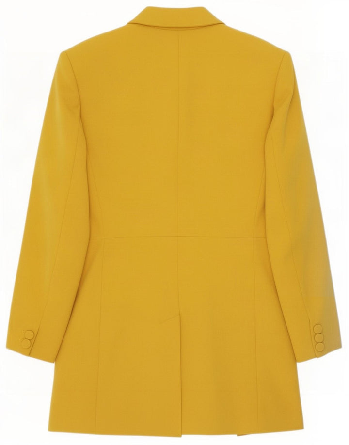 Zara Womens Longline Blazer Jacket UK 18 XL Yellow Polyester