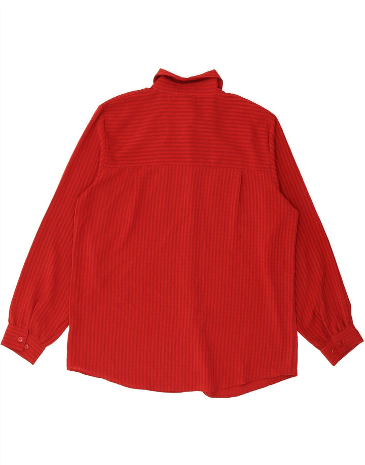 ESSENTIALS Womens Shirt Blouse UK 18 XL Red Pinstripe Polyester Vintage Essentials and Second-Hand Essentials from Messina Hembry 
