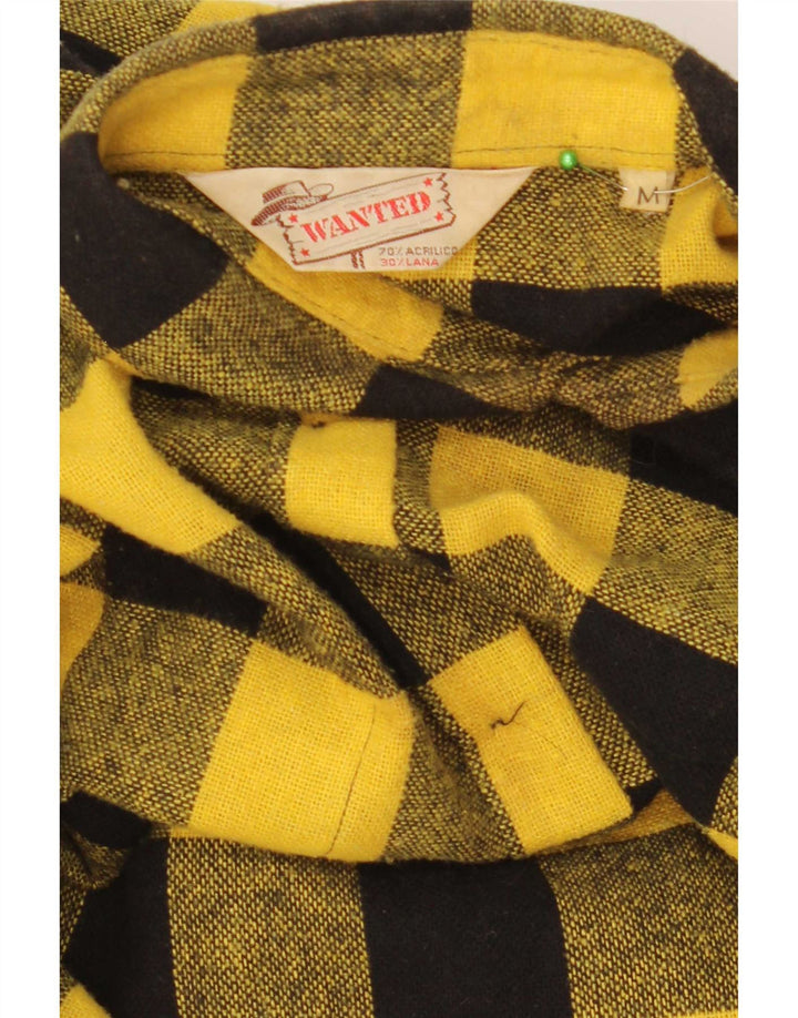 Wanted Mens Overshirt Shirt Medium Yellow Gingham Acrylic