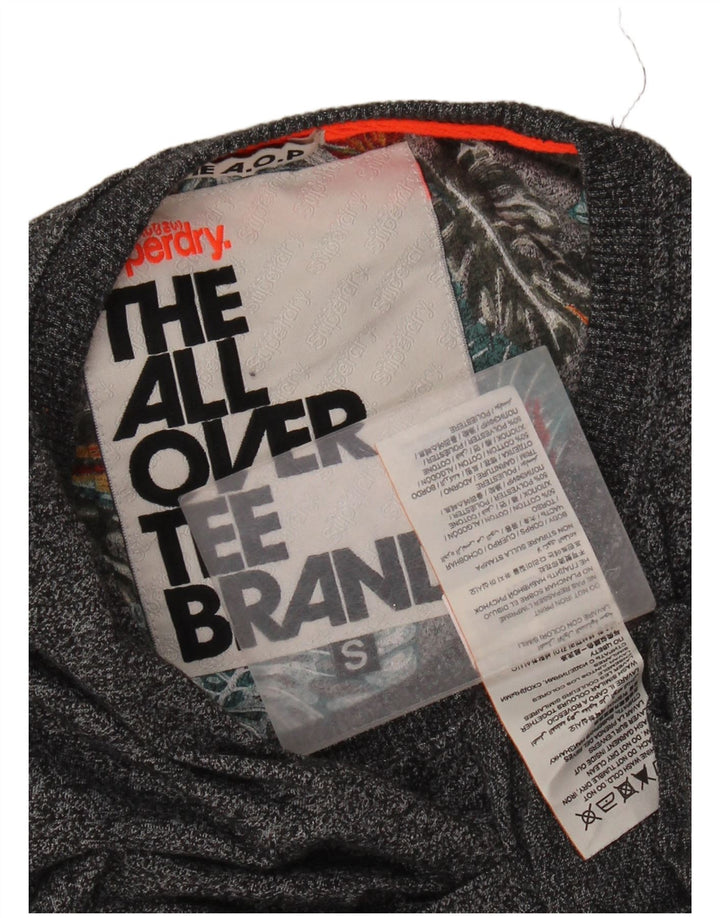Superdry Mens T-Shirt Top Small Grey Flecked Cotton