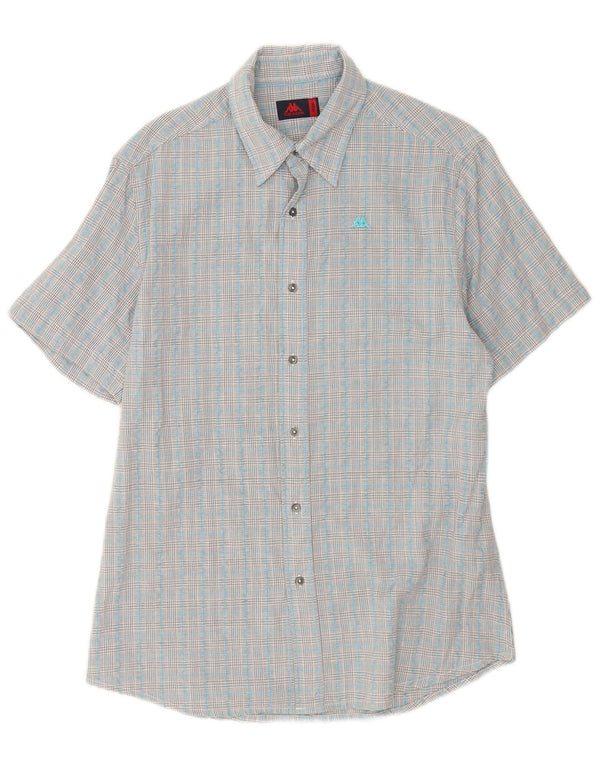 Kappa Mens Short Sleeve Shirt Medium Blue Check Cotton